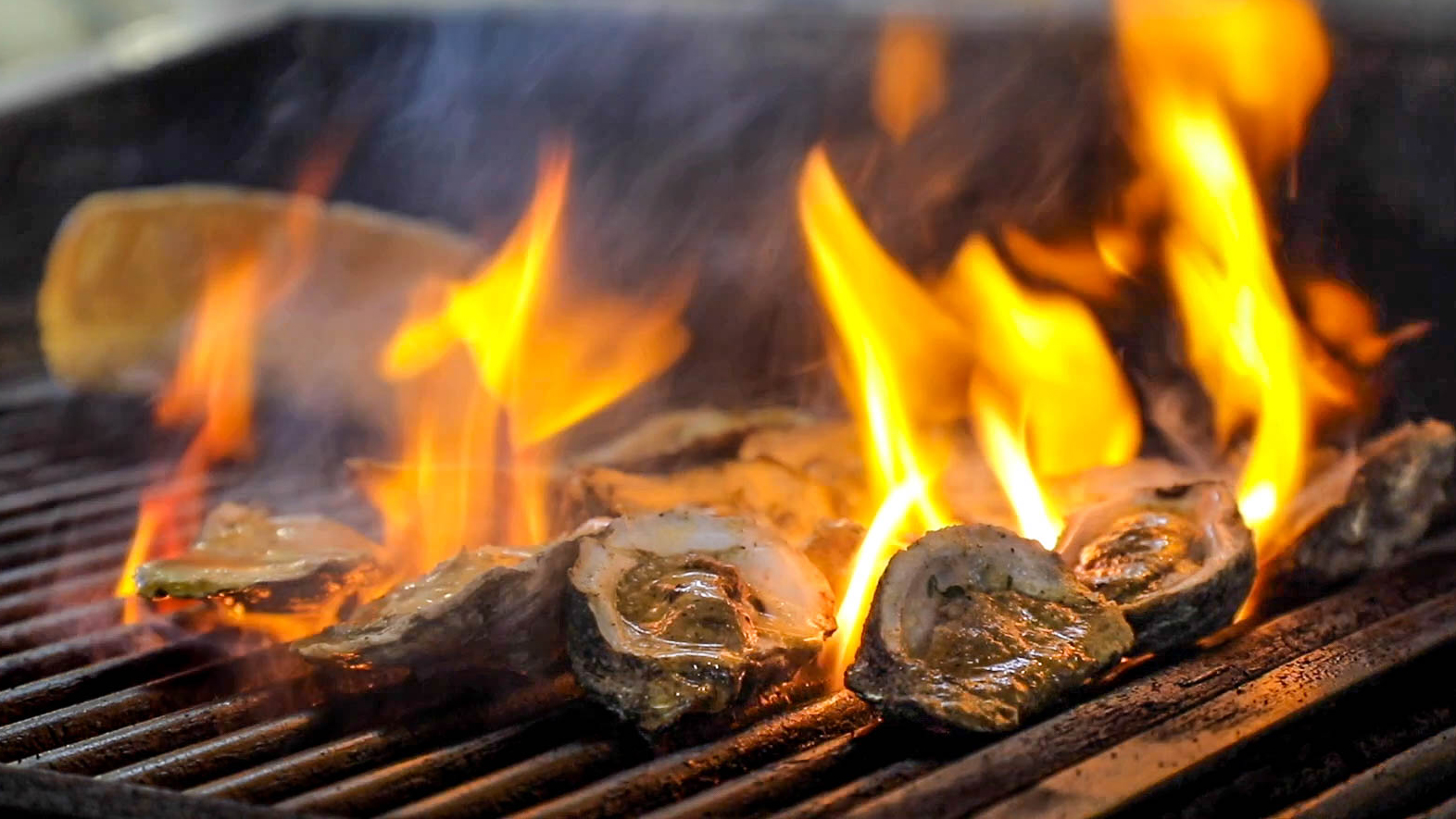 Seafood being cooked in New Orleans, LA
